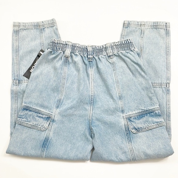 NEW Simple Society Super High Rise Cargo Straight denim jeans - Picture 5 of 7